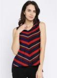 Moda Rapido Navy Blue Striped Blouse Women