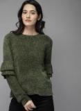 Moda Rapido Olive Green Solid Pullover Women