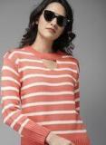 Moda Rapido Peach Coloured & Off White Striped Pullover Women