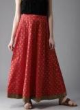 Moda Rapido Red Printed Flared Skirt Women