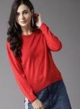 Moda Rapido Red Solid Pullover Sweater Women