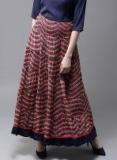 Moda Rapido Rust Orange & Navy Printed Maxi Tiered Skirt