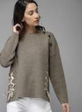 Moda Rapido Taupe Solid Pullover Women