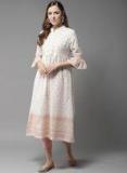 Moda Rapido White & Beige Printed A Line Kurta Women