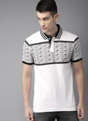 Moda Rapido White Printed Polo Collar T Shirt men