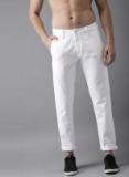 Moda Rapido White Slim Fit Solid Chinos Men