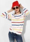 Moda Rapido White Striped Pullover Sweater Women