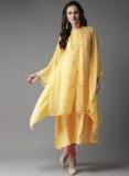 Moda Rapido Yellow & Pink Embroidered Layered Kaftan Kurta Women