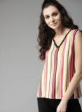 Moda Rapido Yellow & White Striped Top Women