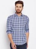 Monte Carlo Navy Blue Checked Slim Fit Casual Shirt Men