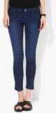 Monte Carlo Navy Blue Printed Mid Rise Slim Jeans women