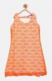 Monte Carlo Orange Self Design Casual Dress girls