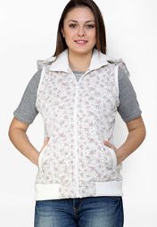 Monte Carlo White Printed Winter Jacket Women