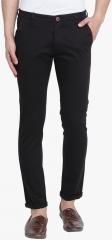 Monteil & Munero Black Solid Slim Fit Chinos men