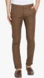 Monteil & Munero Brown Solid Slim Fit Chinos Men