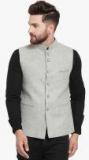 Monteil & Munero Grey Solid Nehru Jacket Men