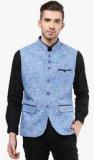 Monteil & Munero Light Blue Solid Waistcoat Men