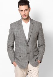 Monteil & Munero Solid Brown Blazer Men