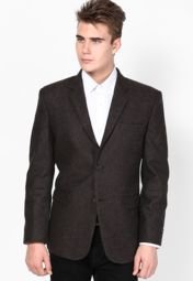 Monteil & Munero Solid Coffee Blazer Men