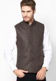 Monteil & Munero Solid Coffee Waistcoat Men