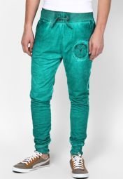 Monteil & Munero Solid Green Track Pant Men