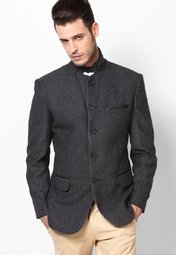 Monteil & Munero Solid Grey Blazer Men