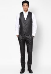 Monteil & Munero Solid Grey Suit Men