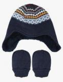 Mothercare Navy Blue Cap With A Pair Of Mittens Boys