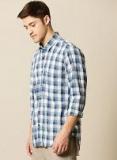 Mr Bowerbird Blue & Off White Tailored Fit Checked Casual Shirt Men