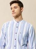 Mr Bowerbird Blue & White Tailored Fit Striped Casual Shirt Men