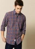 Mr Bowerbird Brown & Navy Blue Tailored Fit Checked Casual Shirt Men