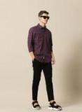 Mr Bowerbird Maroon & Navy Blue Tailored Fit Checked Casual Shirt Men