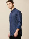 Mr Bowerbird Navy Blue Tailored Fit Printed Casual Shirt Men