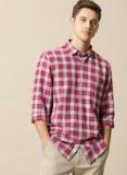 Mr Bowerbird Red & Blue Tailored Fit Checked Casual Shirt Men