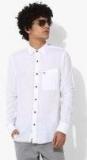 Mr Bowerbird White Linen Tailored Fit Solid Semiformal Shirt Men