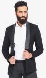 Mr Button Black Solid Blazer Men