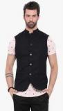 Mr Button Black Solid Nehru Jacket men