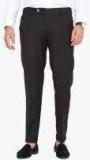 Mr Button Black Solid Slim Fit Formal Trouser Men