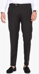 Mr Button Black Solid Slim Fit Formal Trouser men