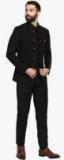 Mr Button Black Solid Suit Men