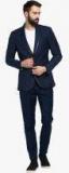 Mr Button Blue Solid Suit Men