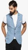 Mr Button Blue Solid Waistcoat men