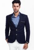 Mr Button Blue Wool Tweed Blazer Men