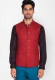 Mr Button Brick Linen Nehru Jacket Men