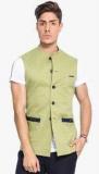 Mr Button Green Printed Nehru Jacket Men