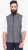 Mr Button Grey Solid Ethnic Jacket men