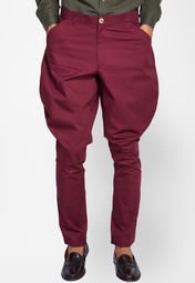 Mr Button Maroon Cotton Jadhpuri Pants Men