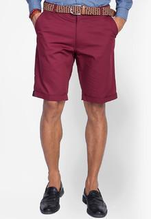 Mr Button Maroon Cotton Shorts men