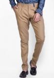 Mr Button Solid Beige Formal Trouser Men