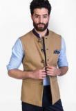 Mr Button Solid Beige Waistcoat Men